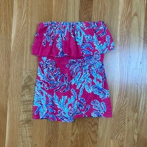 Lilly Pulizter Strapless Ruffle Pink Coral Top!